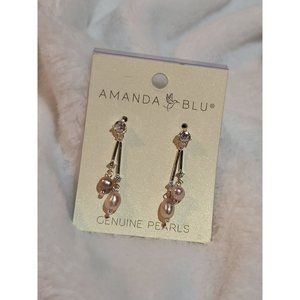 Amanda Blu Genuine Double Pink Pearl Crystal Drop Earrings
